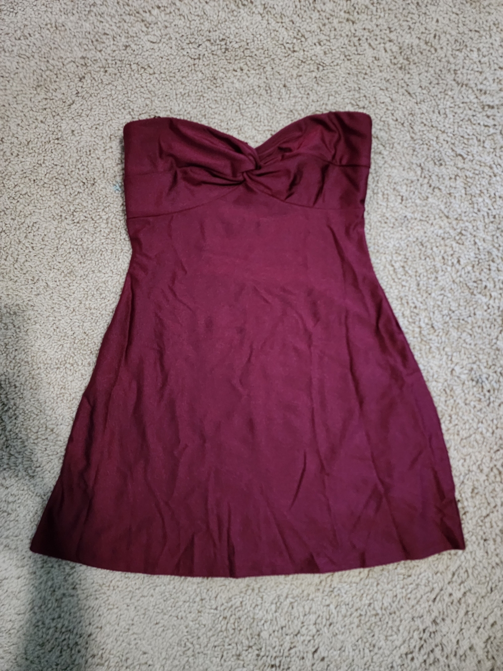 Windsor Burgundy Strapless Mini Dress with Twist Front